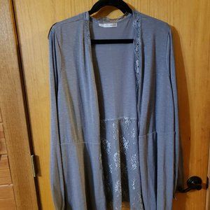 Beautiful Gray Cardigan with Lace lining and accents, 2X, Maurices